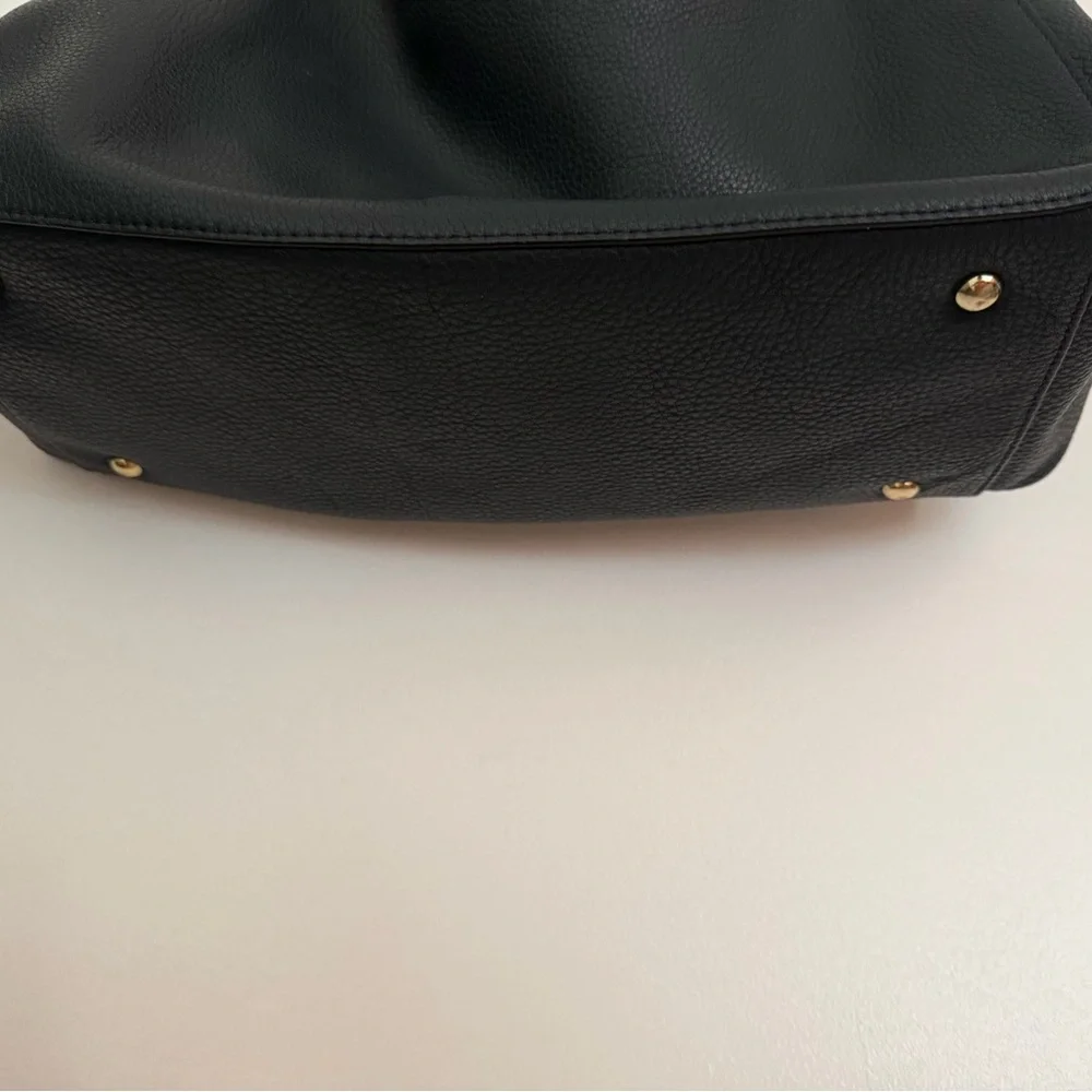 Mark & Graham Black Pebbled Leather Tote with Gold Hardware - Picture 2 of 6